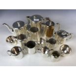 Fourteen electroplate hotel ware sugar bowls and creamers etc