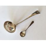 A George V silver sauce ladle, Sheffield, 1921, together with one further silver salt spoon, 34.9g