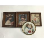 Three late 19th / early 20th Century sentimental framed lithographic pictures and one other