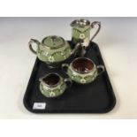 A four piece silver lustre art ware tea set