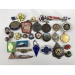 Vintage enamelled and other club and association badges and medallions, including a 1913 London Mail