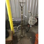 A Victorian brass telescopic oil lamp stand