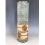 A Troika Pottery small textured cylinder vase decorated by Louise Jinks (1976-1981), 37 cm