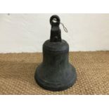 A 19th Century tower bell, 42 cm including eye