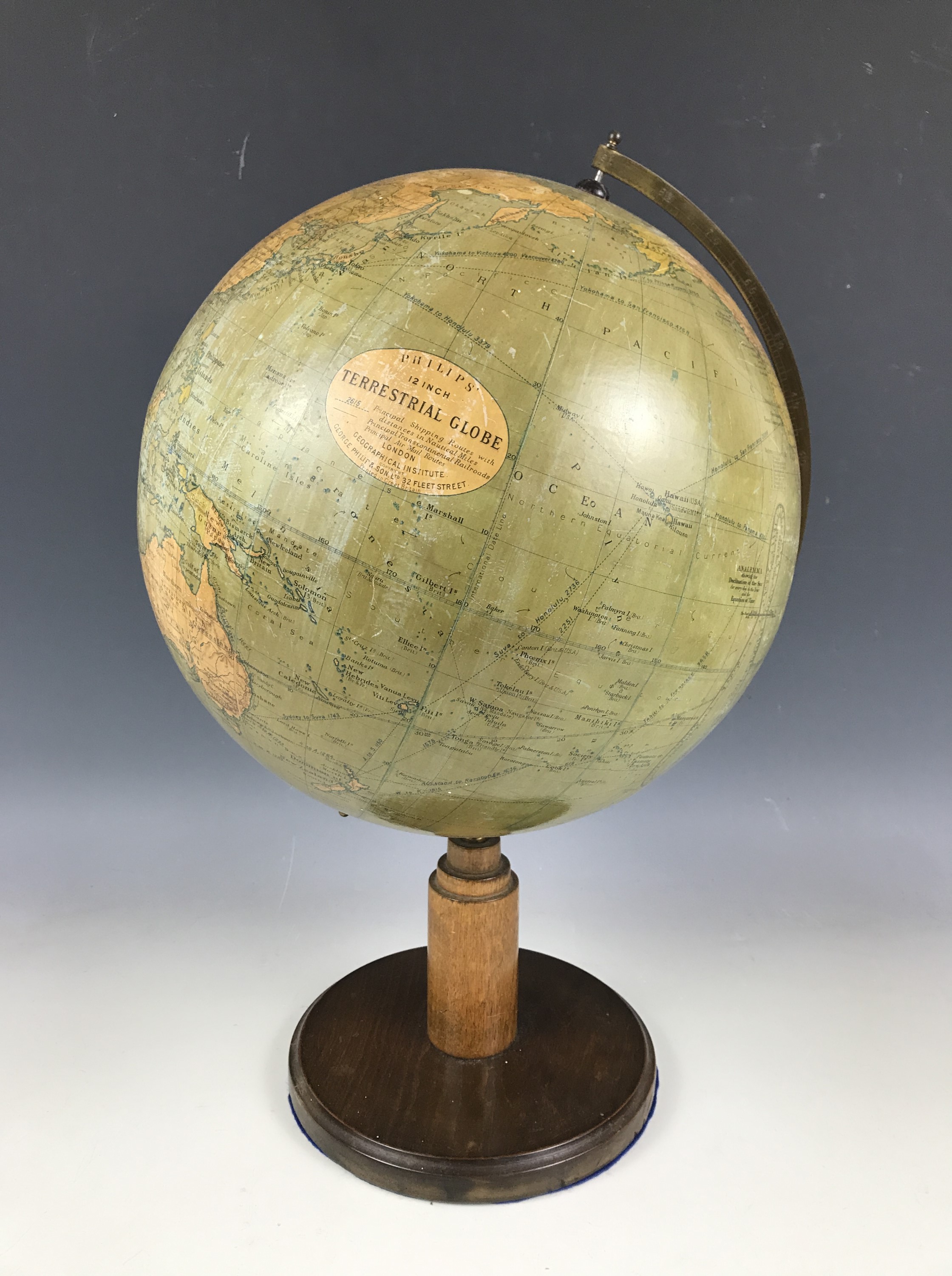 A 1930s Philips 12-inch terrestrial globe