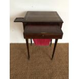 A George II string-inlaid and cross-banded mahogany work / writing table, having a sliding screen