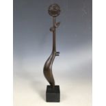Michael Gillespie (1929-2012) Girl (Sunflower), abstract and slender bronze sculpture, raised over a