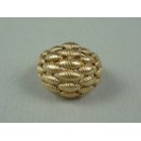 A vintage 9ct gold cocktail ring, in a domed and interlaced arrangement of reeded lenticular