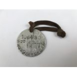 A Great War aluminium identity disc, that of 108430 Sgt R McLean, HQS, 9th Bde, CFA