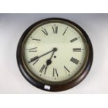 A 19th Century mahogany cased 30 hour office dial clock, with white painted dial and Roman numerals