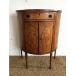 A late 19th Century Sheraton revival rosewood cross-banded and string-inlaid satinwood demi-lune