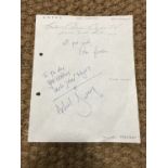 [Autographs / TV] A sheet of paper bearing the signatures of TV and music personalities