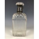 An Edwardian silver mounted cut glass tantalis decanter, Hukin and Heath, Birmingham, 1909