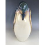 A large Goebel King penguin figurine, decorated in high-fired metallic glazes, shape 38-961-31, late