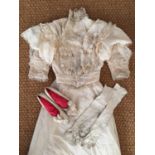 An Edwardian watered silk wedding ensemble by costumier J.K Barrow of Barrow-in-Furness, the two-