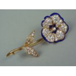 A Belle Epoch diamond brooch modelled in the form of a pansy, having an old-cut diamond of