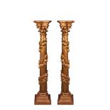 Carved and gilt wood columns 18th century