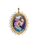 Gold and enamel Virgin medallion