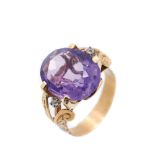 Gold, amethyst and white sapphires ring