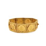 Gold with spanish conmemorative coins bracelet