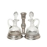 Cut glass and silver cruet stand