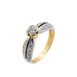 Gold, white gold and diamonds ring