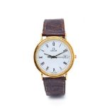 Omega gold and leather wristwatch