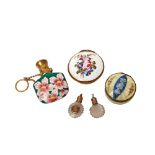 Cut glass, painted porcelain and enamelled metal boxes and perfume bottles early 20th century