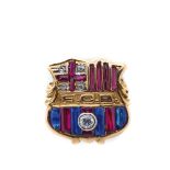 Gold, diamonds, synthetic rubies and blue sapphire Barcelona Football Club pin