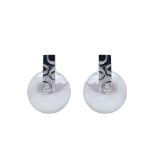 White gold, pearl and diamond earrings