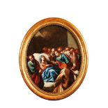 Spanish school, 18th century. Dormition of the Virgin. Oil on canvas.