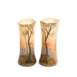 French Art Nouveau enamelled glass vases