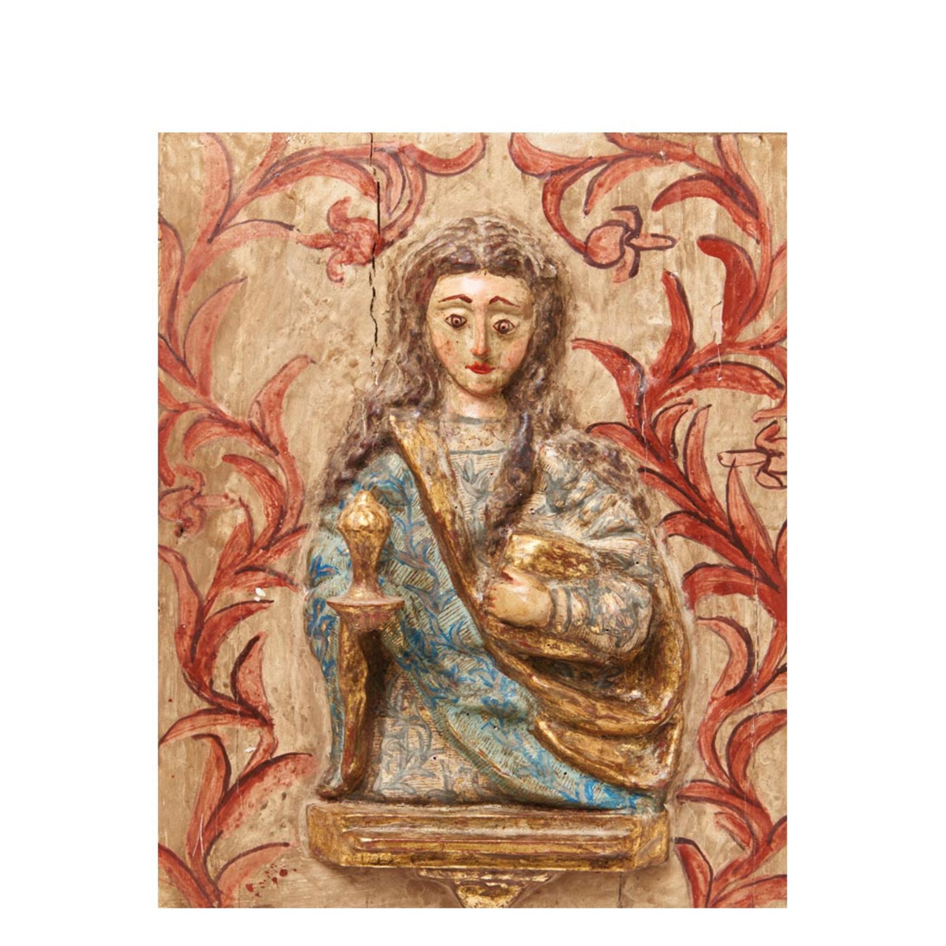 Spanish carved and polychrome wood high-relief 17th century