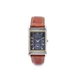 Jaeger-LeCoultre steel and leather wristwatch