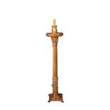 Carved, polychrome and gilt wood stand candlestick