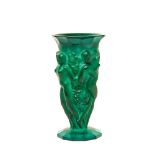 Czech malachite glass vase c.1930-1936