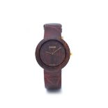 Tissot wood and leather wristwatch