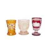 Bohemia cut and enamelled crystal glasses lot