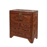 Oriental carved wood bar cabinet