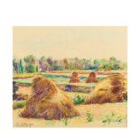 Landscape. Coloured pencils on paper dra