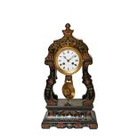 Napoleon III wood, brass and mother of pearl table clock late 19th century