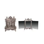 Metal triptych mirror 19th century