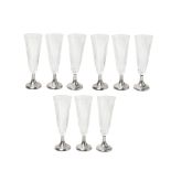 Cut glass and silver cava glasses