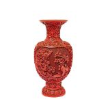 Chinese red lacquer vase