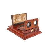 English Negretti & Zambra mahogany wood stereo viewer early 20th century