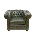 Chester green leather armchair