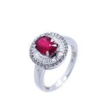 White gold, ruby and diamonds ring