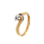 Gold, white gold and diamond ring