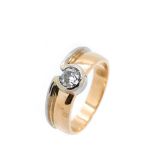 Gold, white gold and diamond ring