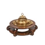 Wood and brass brazier